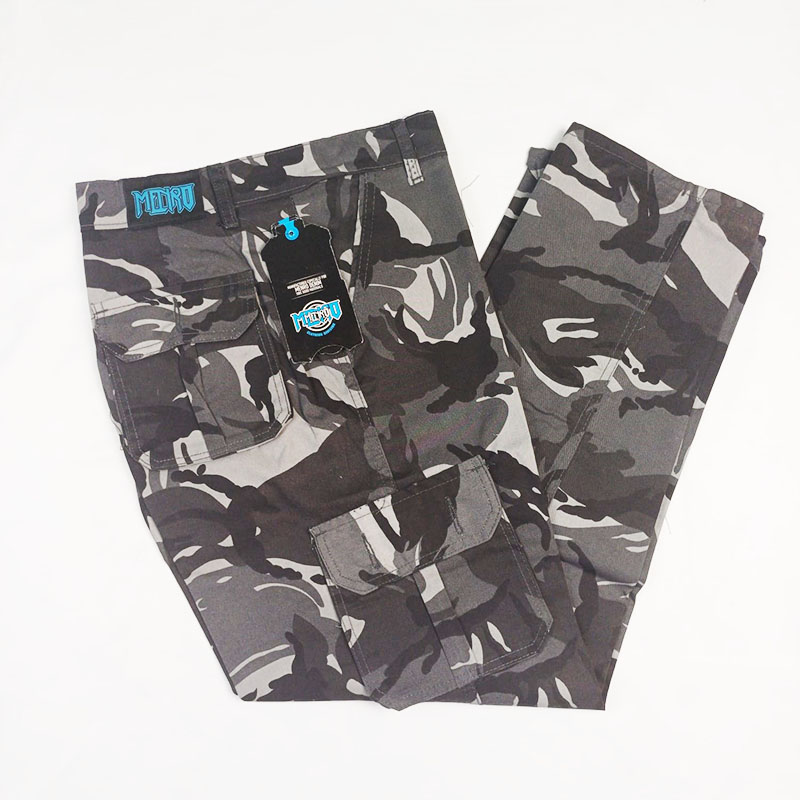 Menro - Celana Panjang Cargo Pria Motif Loreng Material Kanvas Premium - Gambar 2