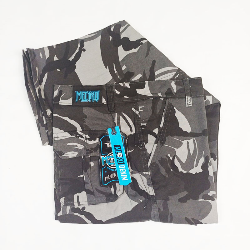 Menro - Celana Panjang Cargo Pria Motif Loreng Material Kanvas Premium - Gambar 5