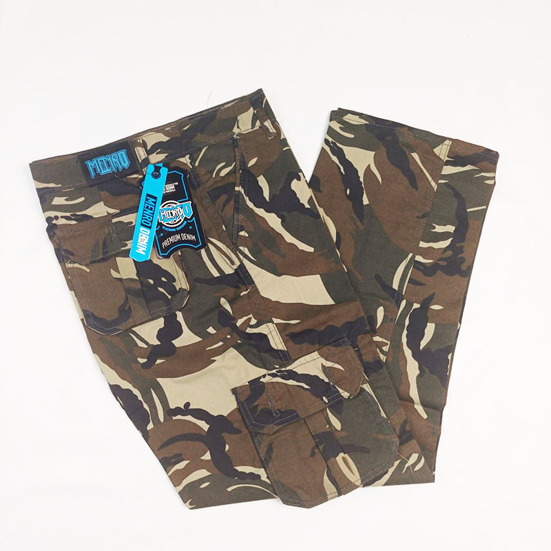 Menro - Celana Panjang Cargo Pria Motif Loreng Material Kanvas Premium - Gambar 4