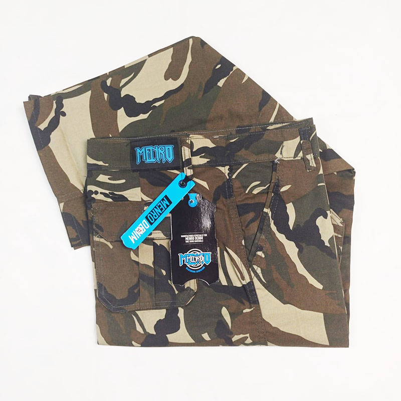 Menro - Celana Panjang Cargo Pria Motif Loreng Material Kanvas Premium - Gambar 7